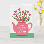 Gingham-Teekanne-Stiefmutter-Valentinstagskarte Karte (Gelbe Blume)