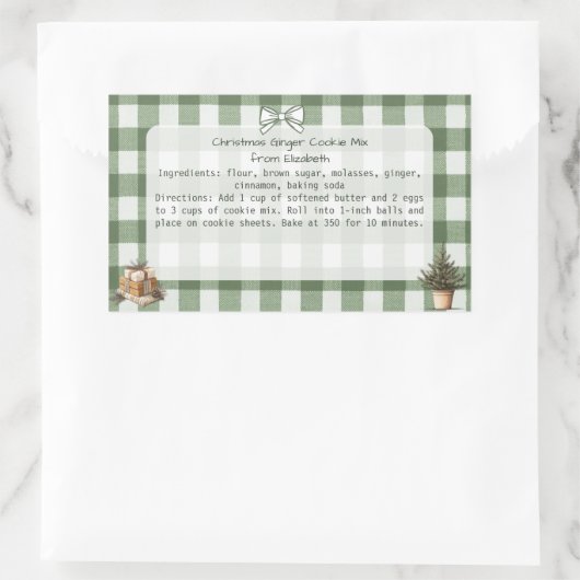 Gingham Trees gibt Weihnachtskekse Mix Labels Rechteckiger Aufkleber (Tasche)