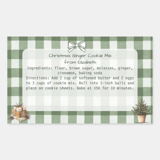 Gingham Trees gibt Weihnachtskekse Mix Labels Rechteckiger Aufkleber (Vorderseite)