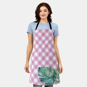 Gingham Tropical Pink Kitchen Schürze für ihre