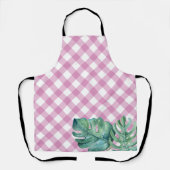 Gingham Tropical Pink Kitchen Schürze für ihre (Vorderseite)