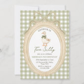 Gingham Two Silly Goose 2nd Birthday Invitation Einladung (Vorderseite)