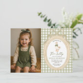 Gingham Two Silly Goose 2nd Birthday Photo Einladung (Stehend Vorderseite)