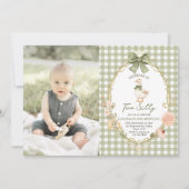 Gingham Two Silly Goose 2nd Birthday Photo Einladung (Vorderseite)