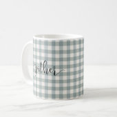 Gingham Typografy Kariert Script "Gather Country" Kaffeetasse (Vorderseite Links)