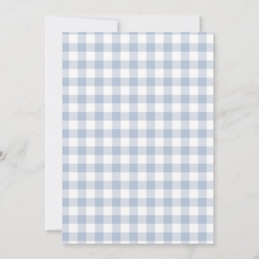 Gingham-u. Spitze-Land-blaue Babyparty-Einladung Einladung (Rückseite)