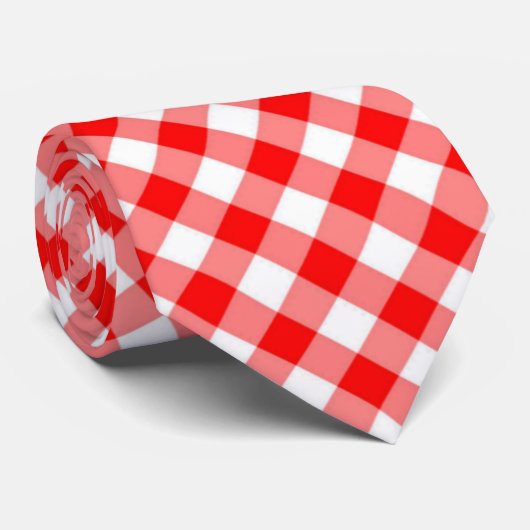 Gingham überprüft Krawatte in Rot und Weiß (Gerollt)