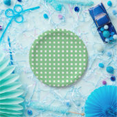 Gingham überprüfter Stamm-Grünbuch-Teller Pappteller (Party)