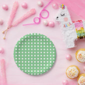 Gingham überprüfter Stamm-Grünbuch-Teller Pappteller (Party)