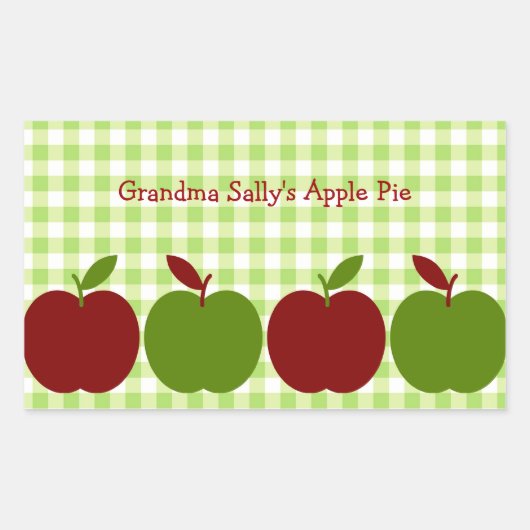 Gingham und Äpfel Rechteckiger Aufkleber (Vorderseite)
