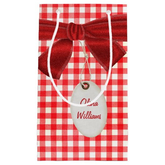 Gingham und Bow Kleine Geschenktüte (Vorderseite)