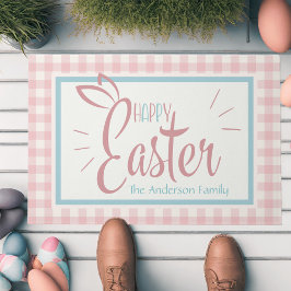 Gingham und Bunny Oars Frohe Ostern Personalisiert Fußmatte