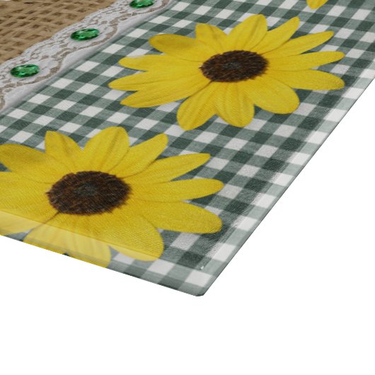 Gingham und Burlap mit Live Brunnenschneider Schneidebrett (Ecke)