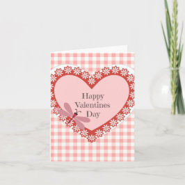 Gingham und Dragonfly Valentinstag Card Feiertagskarte
