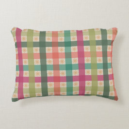 Gingham- und geometrische Blumenmuster-Akzentkisse Dekokissen
