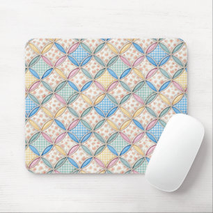 Gingham- und Print-Kathedralenfenster-Quilt-Design Mousepad