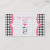 Gingham und rosa Ohr-Hundehaustier-Wellness-Center Visitenkarte (Rückseite)