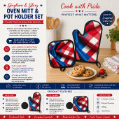 Gingham und Ruhm Ofenhandschuh & Topflappen-Set