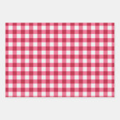 Gingham und Solid Dark Pink Wrapping Paper Geschenkpapier Set (Vorderseite)