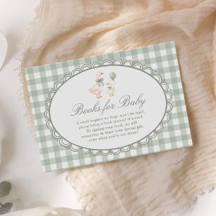 Gingham Verrückte Gans Baby Shower Bücher Für Baby Begleitkarte