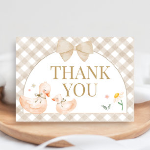 Gingham Verrückte Gans Baby Shower Dankeskarte