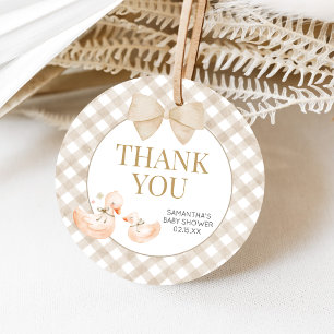 Gingham Verrückte Gans Babyparty Geschenkanhänger