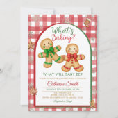 Gingham Was backt Gingerbread Geschlechterenthüllu Einladung (Vorderseite)