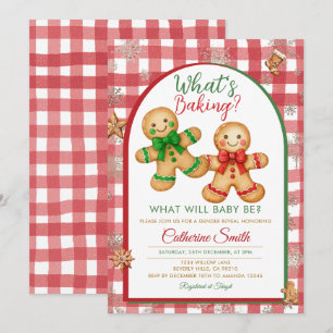 Gingham Was backt Gingerbread Geschlechterenthüllu Einladung