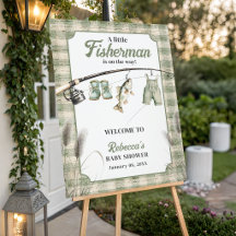 Gingham-Wäscheleine-Fischen-Baby-Party-Empfang