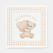Gingham We Can Bearly Wait Baby Shower Napkins Serviette (Vorderseite)