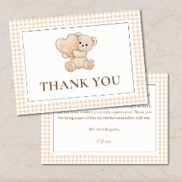 Gingham we can bearly wait baby shower, teddy bear dankeskarte
