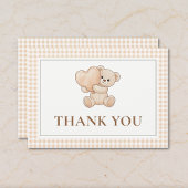 Gingham we can bearly wait baby shower, teddy bear dankeskarte
