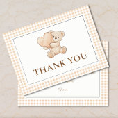 Gingham we can bearly wait baby shower, teddy bear dankeskarte