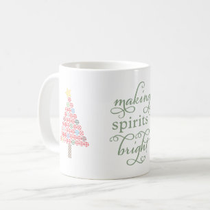 Gingham-Weihnachtsbäume, die die Stimmung aufhelle Kaffeetasse