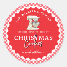 Gingham-Weihnachtsplätzchen-Gebäck-Label