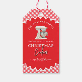 Gingham-Weihnachtsplätzchen-Gebackwaren-Label Geschenkanhänger