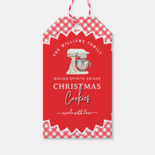 Gingham-Weihnachtsplätzchen-Gebackwaren-Label Geschenkanhänger