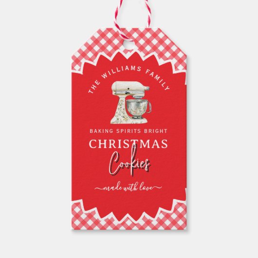 Gingham-Weihnachtsplätzchen-Gebackwaren-Label Geschenkanhänger (Vorderseite)