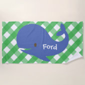 Gingham Whale Personalisiert Beach Handtuch (Vorderseite)