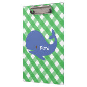 Gingham Whale Personalisiert Clipboard Klemmbrett (Links)