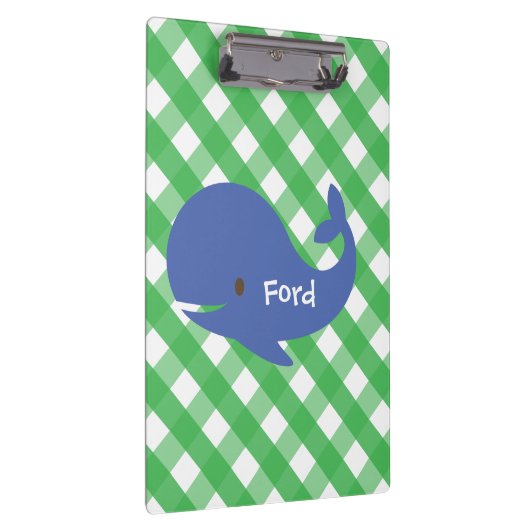 Gingham Whale Personalisiert Clipboard Klemmbrett (Rechts)