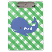 Gingham Whale Personalisiert Clipboard Klemmbrett (Vorderseite)