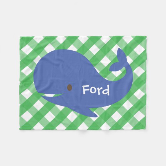 Gingham Whale Personalisiert Fleece Blanket (Vorderseite (Horizontal))