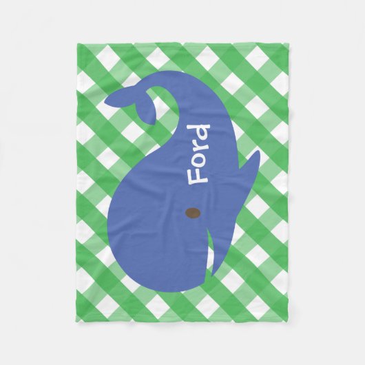 Gingham Whale Personalisiert Fleece Blanket (Vorderseite)