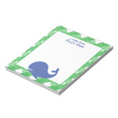 Gingham Whale Personalisiert Notepad Notizblock (Rotiert)