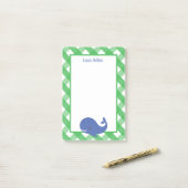 Gingham Whale Personalisiert Post-it Notepad Post-it Klebezettel (Auf Schreibtisch)