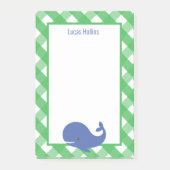 Gingham Whale Personalisiert Post-it Notepad Post-it Klebezettel (Vorderseite)