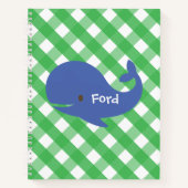 Gingham Whale Personalisiert Spiral Notebook Notizblock (Vorderseite)