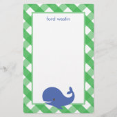 Gingham Whale Personalisiert Stationery (Vorderseite)