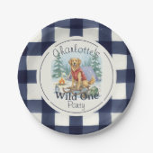 Gingham Wild One Golden Retriever 1. Geburtstag Pappteller (Vorderseite)